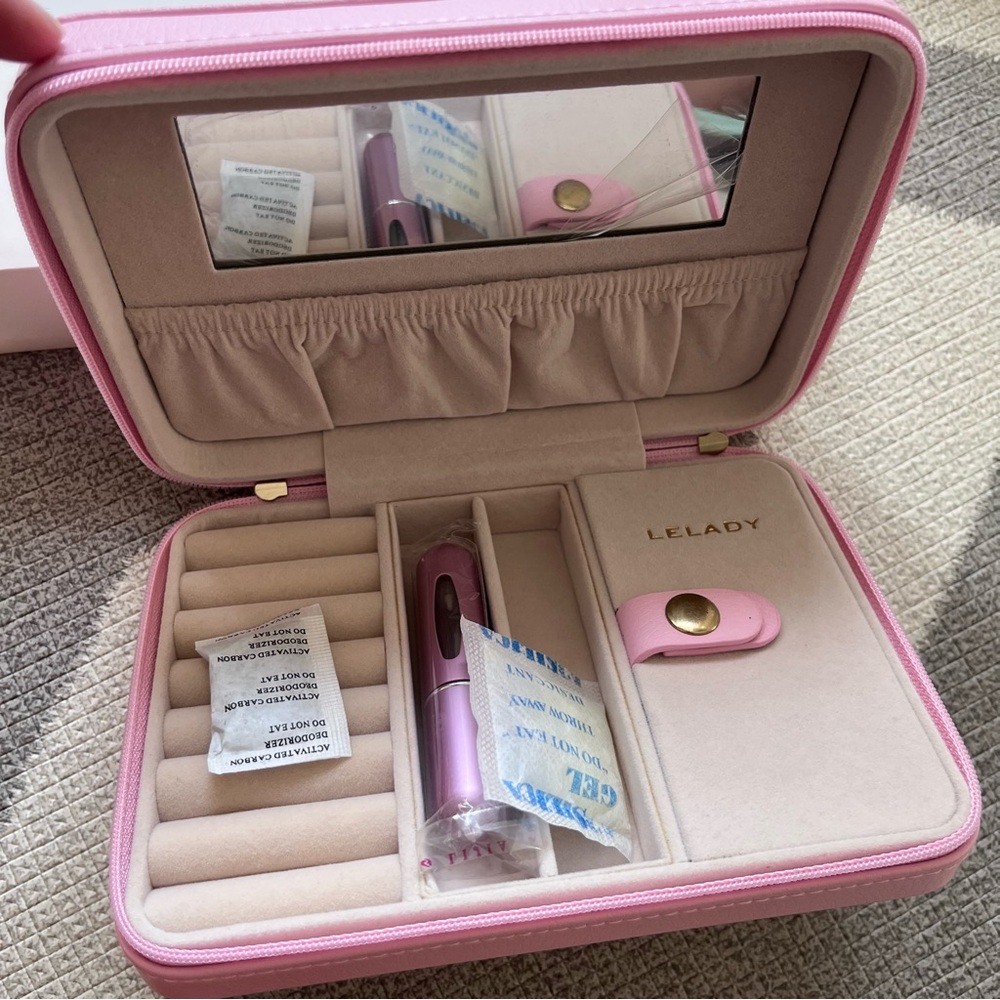 Pink Jewelry Organizer with Mirror